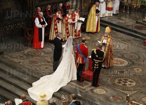 The Archbishop of Canterbury conducts the Royal Wedding at Westminster Abbey in London