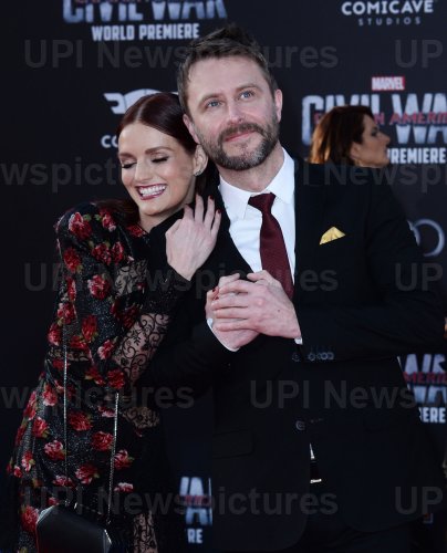Chris Hardwick and Lydia Hearst attend the "Captain America: Civil War" premiere in Los Angeles