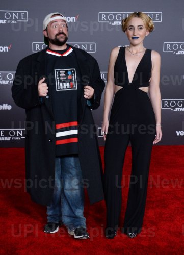Kevin Smith and Harley Quinn Smith attend the "Rogue One: A Star Wars Story" premiere in Los Angeles