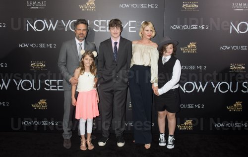 Mark Ruffalo with wife Sunrise Coigney, and family arrive at the "Now You See Me 2" World Premiere
