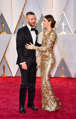 Justin Timberlake and Jessica Biel arrive for the 89th annual Academy Awards in Hollywood